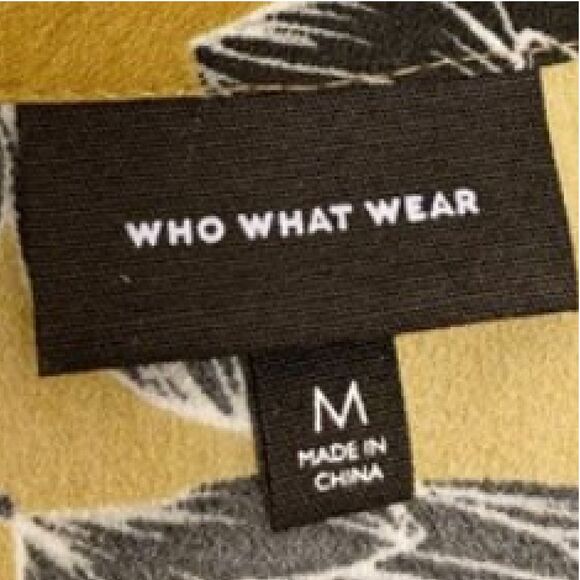 Who What Wear Sz M Long Sleeve Floral Peplum Blouse Asymmetrical Buttons Mustard - Picture 7 of 11